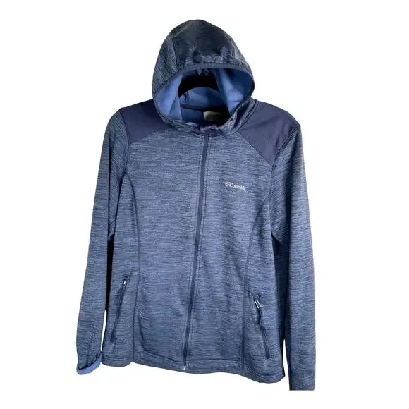 Columbia Womans L Sapphire Trail Jacket Full Zip Hoodie Hiking Sweatshirt Blue - Picture 1 of 7